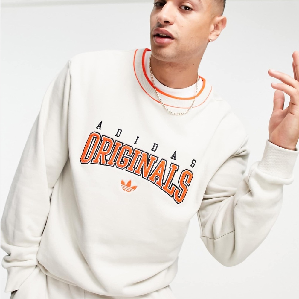 Adidas Originals Cream and Orange Crewneck